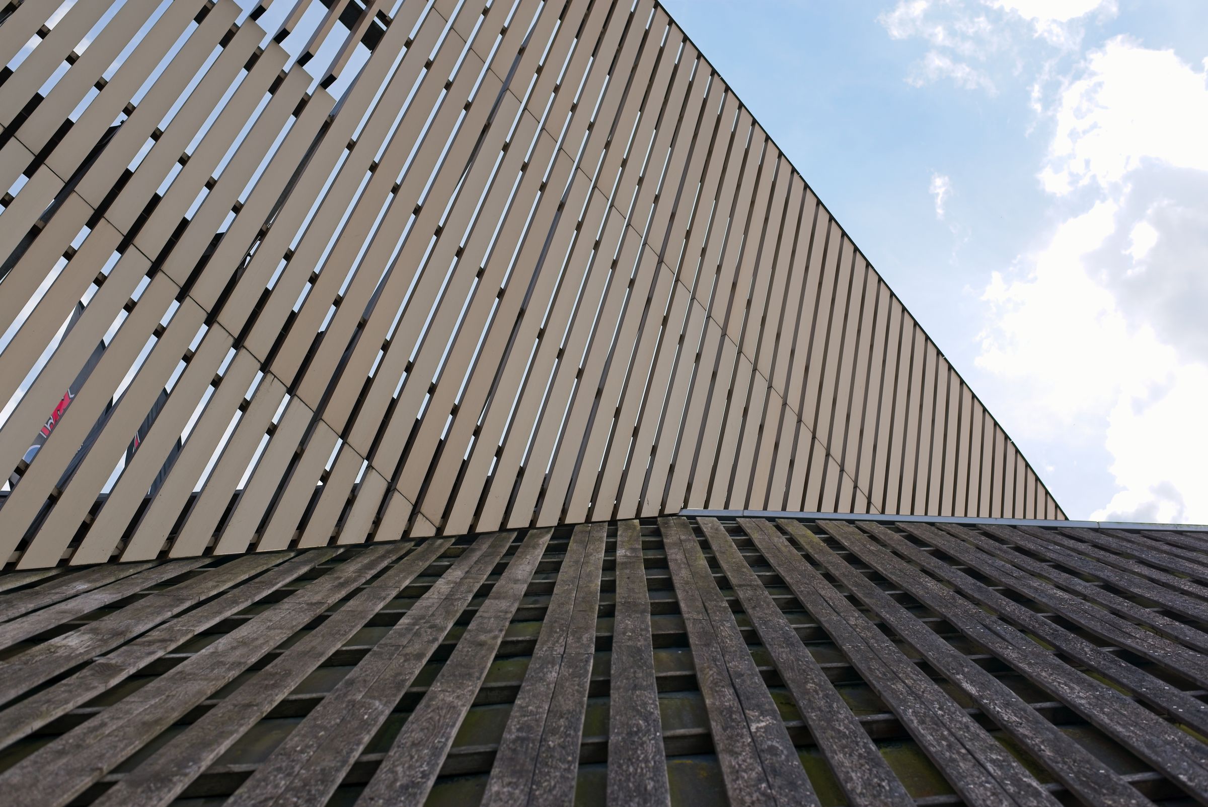 Vertical timber slat facade in perspective